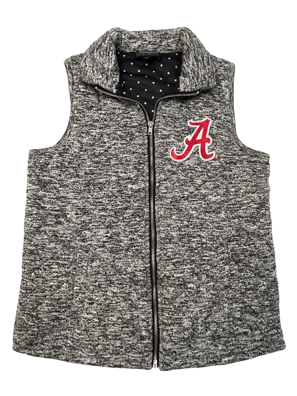 Gameday‎ Couture Alabama Crimson Tie Marled Gray Women’s Vest Polka Dot Liner S